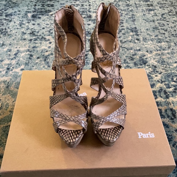 Christian Louboutin Beige Cobra Toutenkaboucle Strappy  Christian Louboutin Cobra Strappy sandal Heels